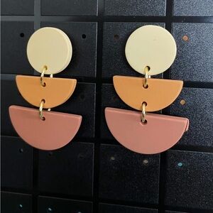 Geometric Statement Earrings in Cream and Earth Tones